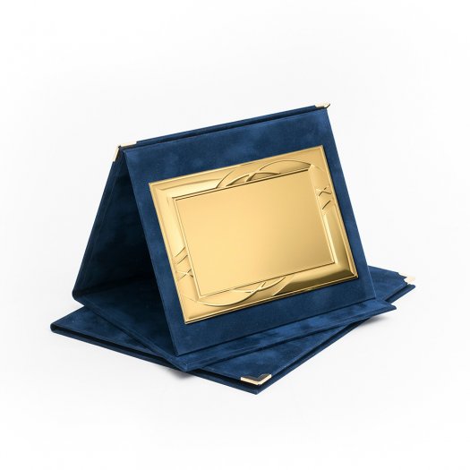 Kék plüss plakett mappa