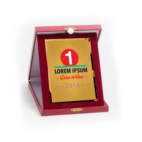 Piros bőr hatású plakett kombináció