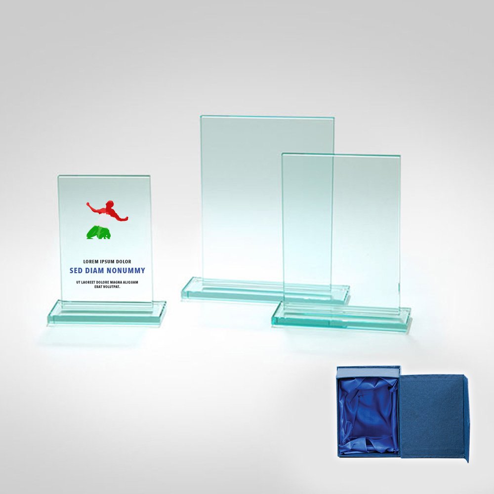 Üveg díj díszdobozban