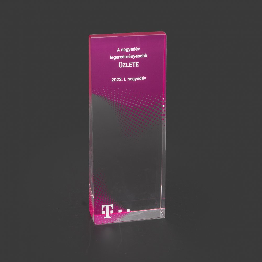 Kristály díj díszdobozzal