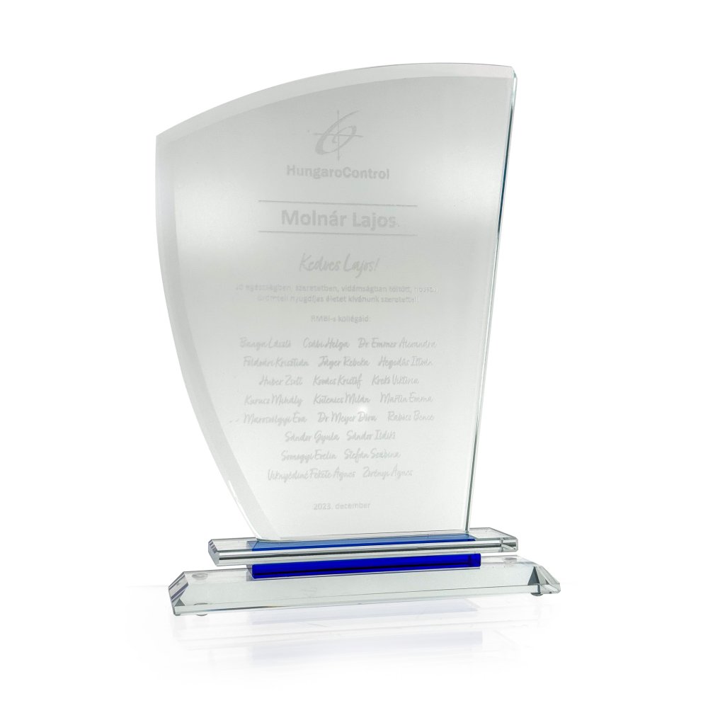 Kristály díj díszdobozzal